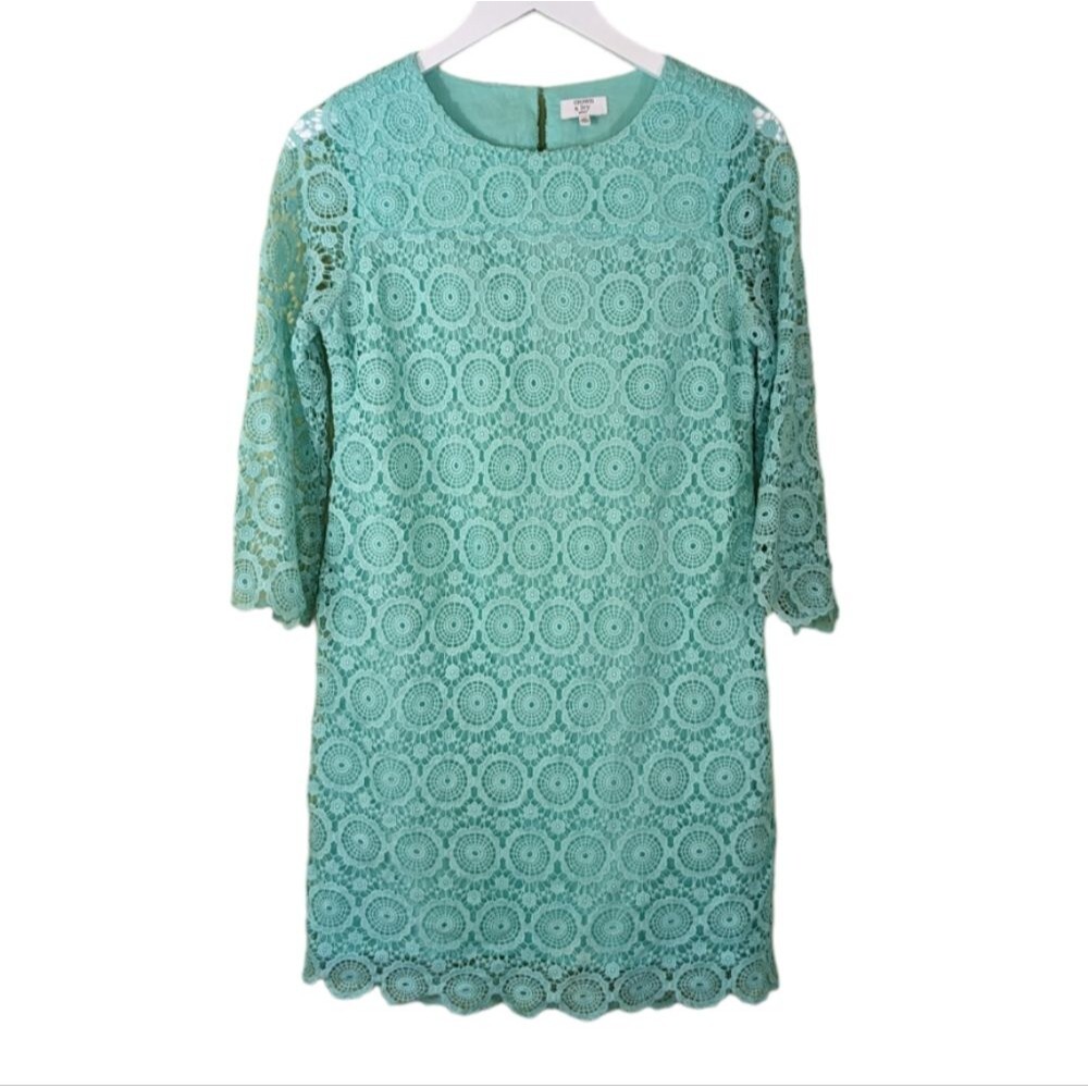 Crown & lvy dress mint green lace sheath crochet knit Easter 2p